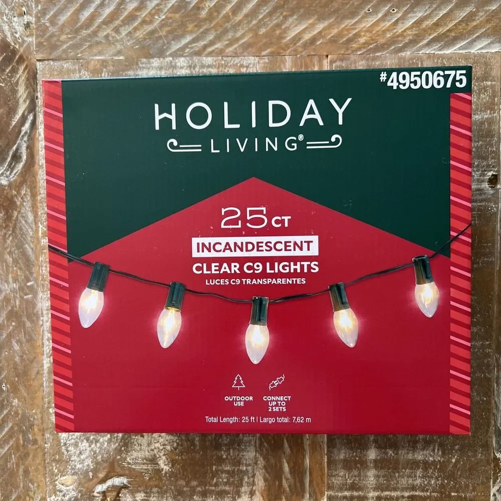 Holiday Living 25 Incandescent Clear C9‎ Christmas Lights Indoor/Outdoor